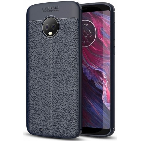 Motorola Moto G6 etui  Pancerne KARBON Case SKÓRA - Granatowe