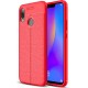Etui Huawei P Smart Plus KARBON Case SKÓRA - Czerwone