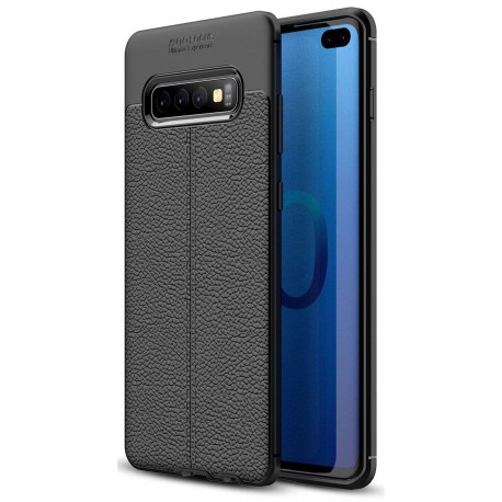 Etui na telefon Samsung Galaxy S10+ Plus KARBON Case SKÓRA - Czarne