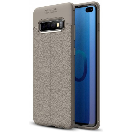 Etui na telefon Samsung Galaxy S10+ Plus KARBON Case SKÓRA - Grafitowe