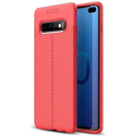 Etui na telefon Samsung Galaxy S10+ Plus KARBON Case SKÓRA - Czerwone